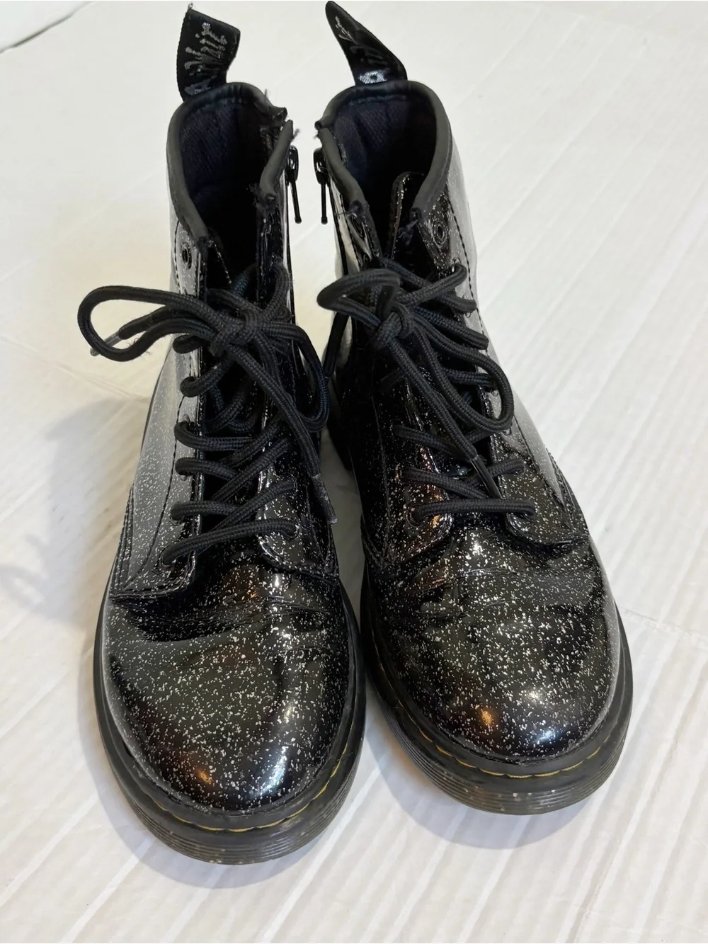 Dr. Martens 1460 Junior Glitter Lace Up Boots Size EU 36 Size 5 Black Cosmic